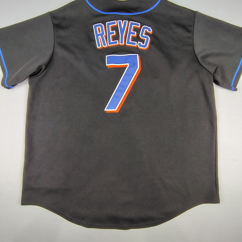Vintage Majestic Jose Reyes #7 New York Mets Jersey Mens XL Black MLB Short Slv - Picture 16 of 16
